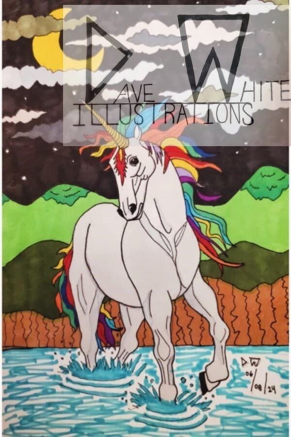 White, Dave. Fantasy Nightscape. June 8, 2024, Dave White Illustrations.