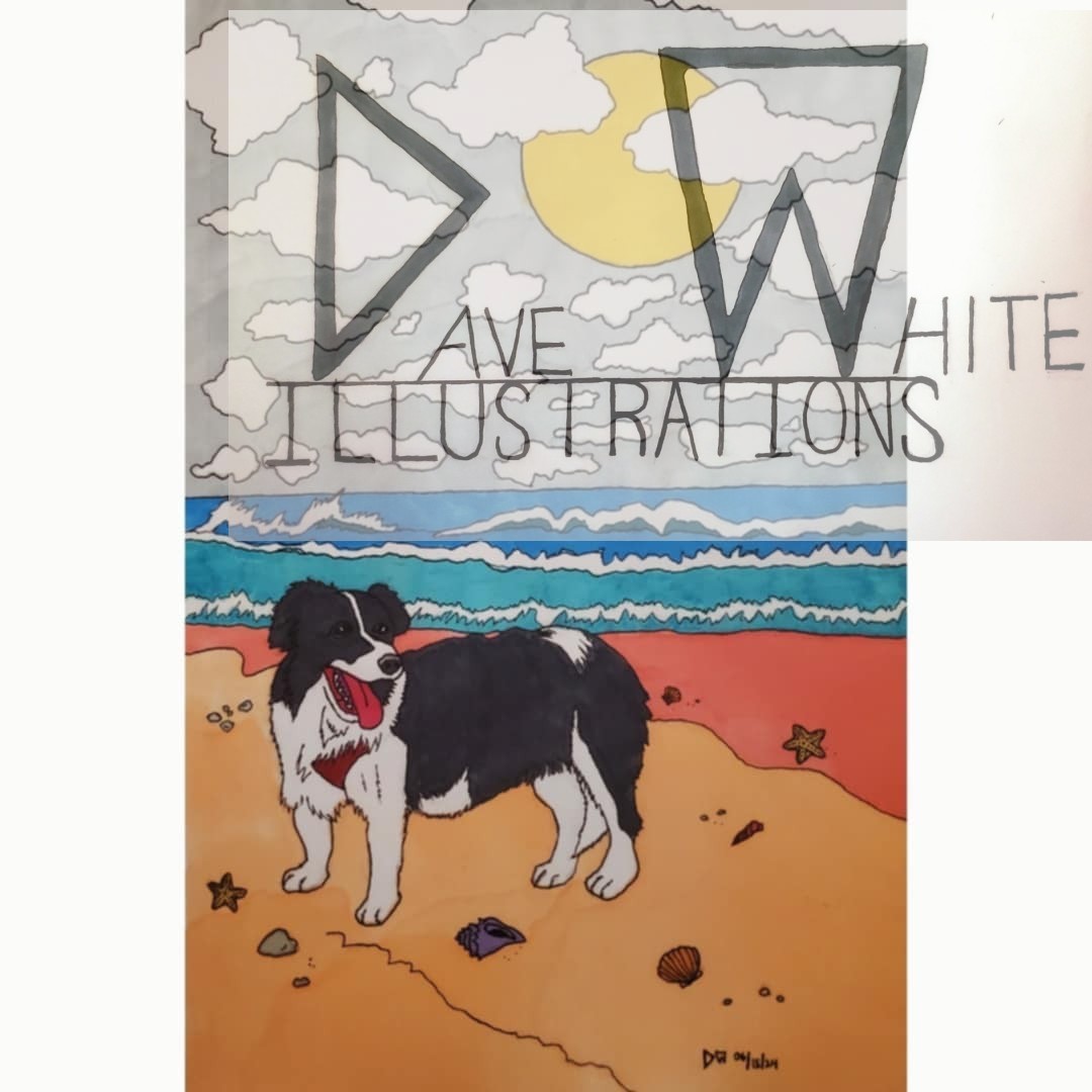 White, Dave. Beach Dog. June 15, 2024, Dave White Illustrations.
