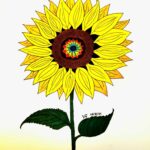 White, David. Psychedelic Sunflower. August 18, 2024, Dave White Illustrations.