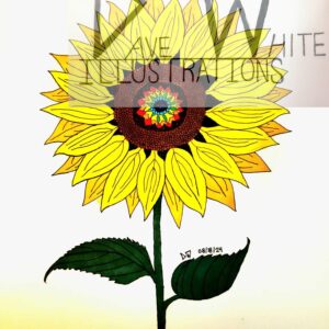 White, David. Psychedelic Sunflower. August 18, 2024, Dave White Illustrations.